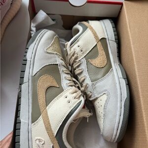 Nike Dunk Low in Cream and Olive